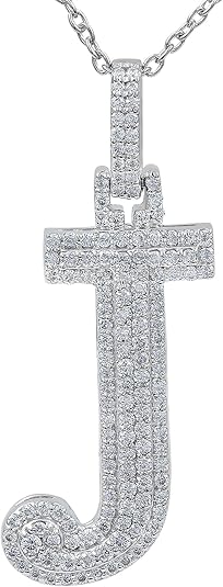 White Gold Plated Moissanite Diamond Initial Necklace A To Z Alphabet