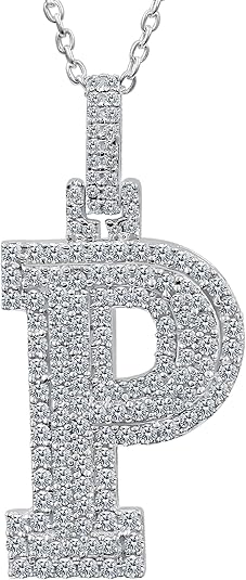 White Gold Plated Moissanite Diamond Initial Necklace A To Z Alphabet