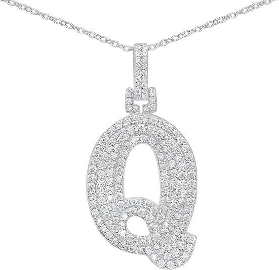 White Gold Plated Moissanite Diamond Initial Necklace A To Z Alphabet