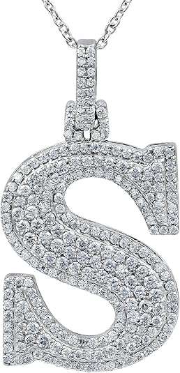 White Gold Plated Moissanite Diamond Initial Necklace A To Z Alphabet