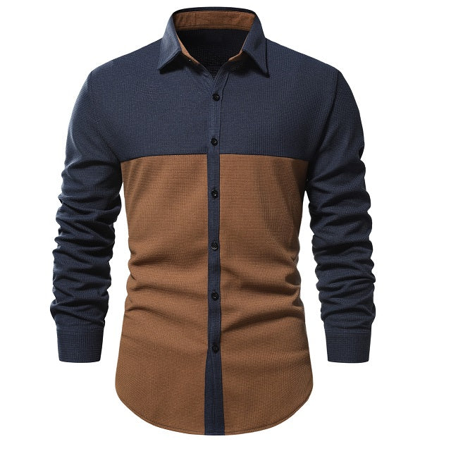 Men Two Tone Button Up Shirt