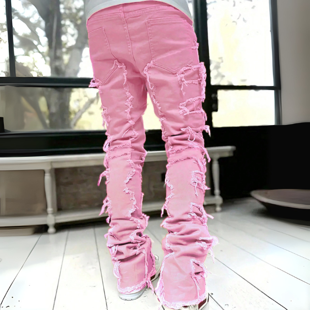 Men's Fully Ripped Frayed Distressed Jeans