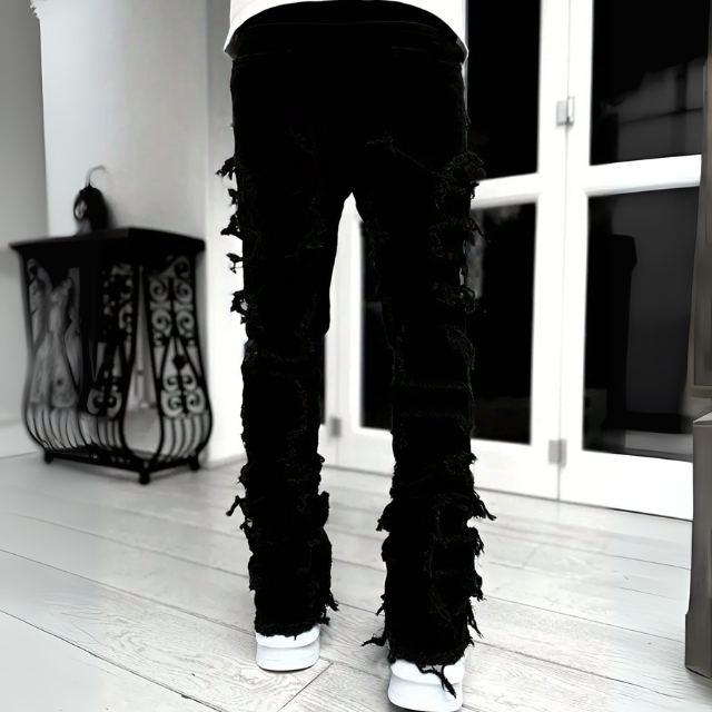 Men's Fully Ripped Frayed Distressed Jeans