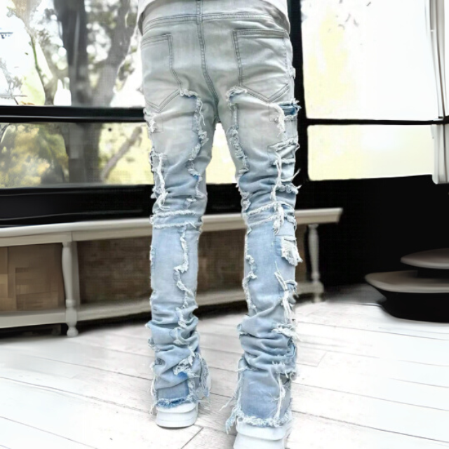 Men's Fully Ripped Frayed Distressed Jeans