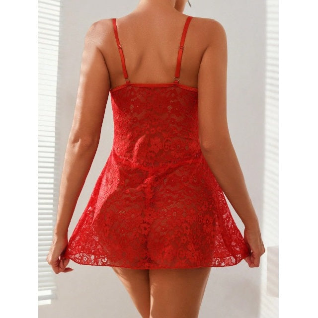 Red Lace 2 Piece Dress Set