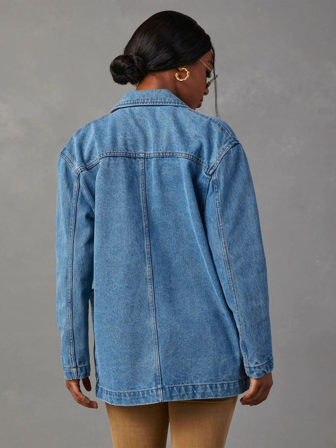 Long Sleeve Collared Neck Denim Jacket