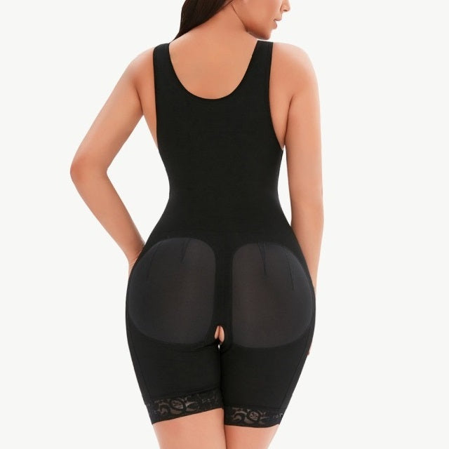 Cutout Lace Detail Hook-and Eye Shaping Shorts