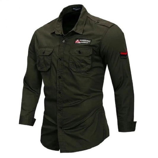 Long Sleeve  Military Shirt With Embroidery