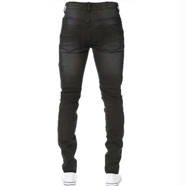 Plaid Patched Ripped Slim fit Jeans