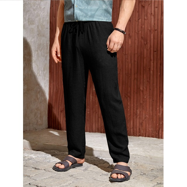 Men Solid Drawstring Waist Pants