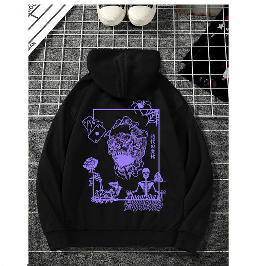 Guys Letter Skull Graphic Pullover Hoodie