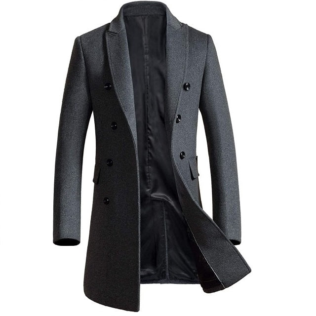 Men's Long Pocket Peacoat