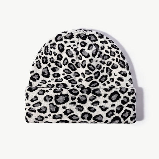 Leopard Pattern Winter Cuffed Hat