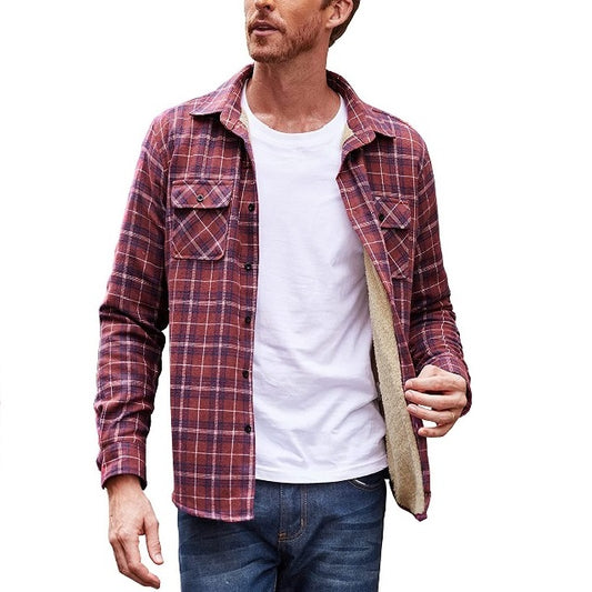 Men's Long Sleeve Flannel Shirt Jacket