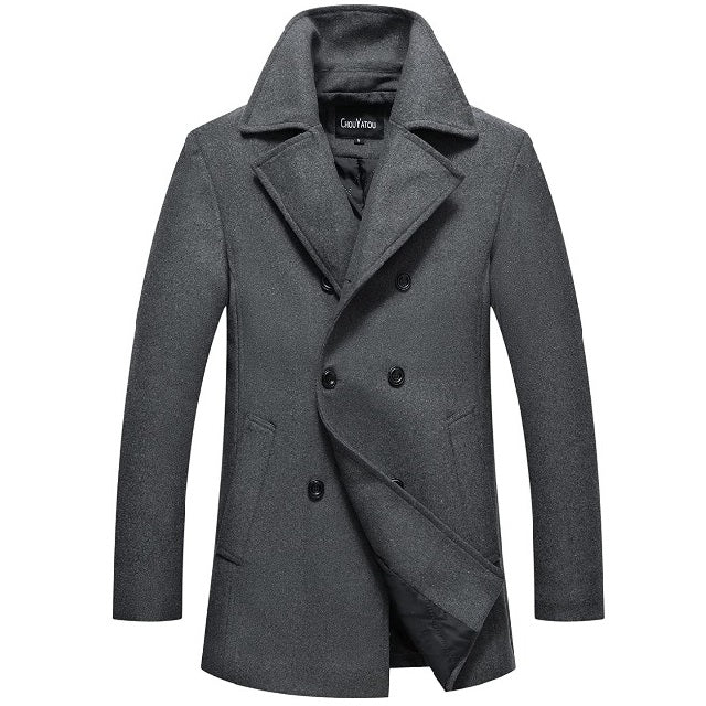 Men's Long Pocket Peacoat