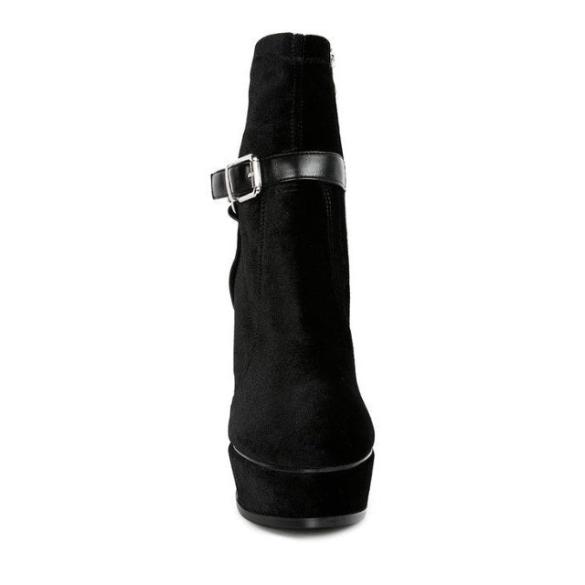 High Platform Velvet Ankle Boots