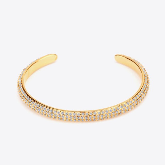 18K Gold-Plated Rhinestone Open Bracelet