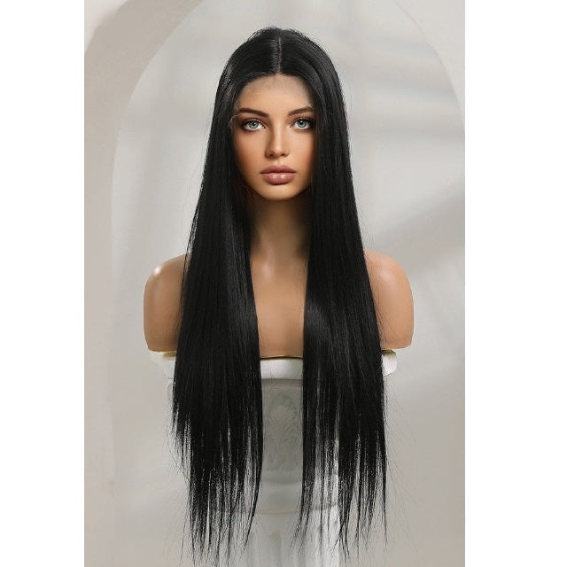 Black Long Lace Front Straight Synthetic Wigs