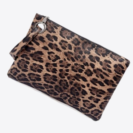 Leopard Leather Clutch Bag