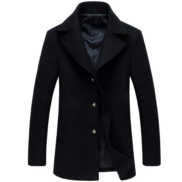 Men's Long Pocket Peacoat
