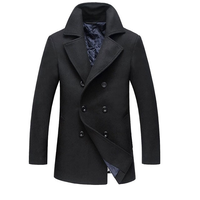 Men's Long Pocket Peacoat