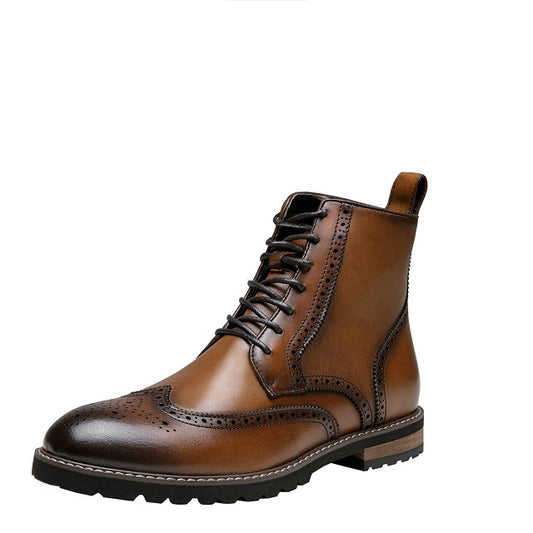 Men's Polished Leather Retro Oxford Boots