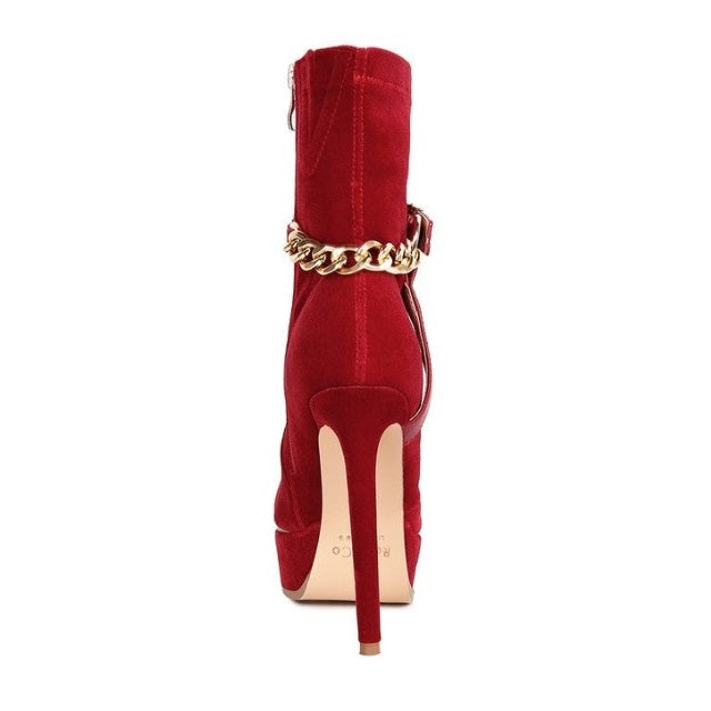 High Platform Velvet Ankle Boots