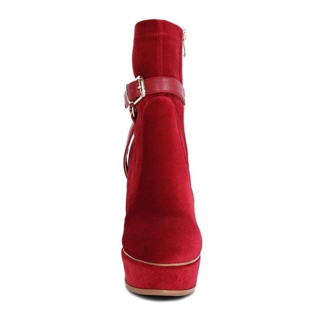 High Platform Velvet Ankle Boots