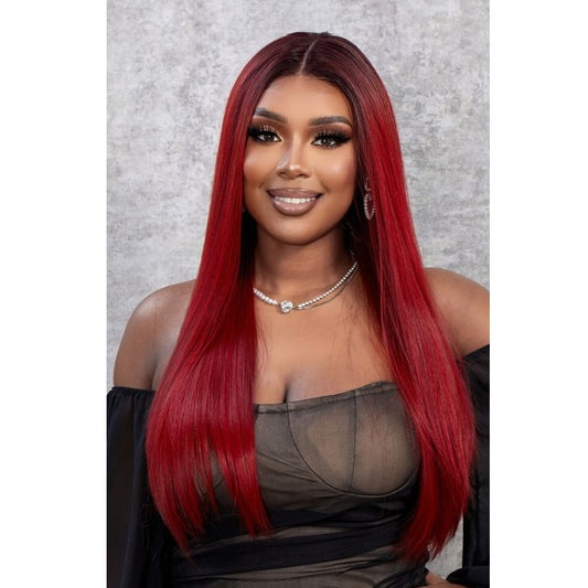Red Ombre Straight Lace Front Wig