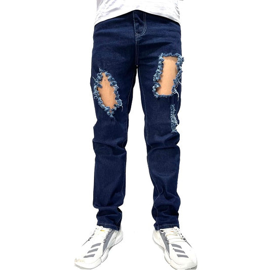 Solid Pure Ripped Jeans