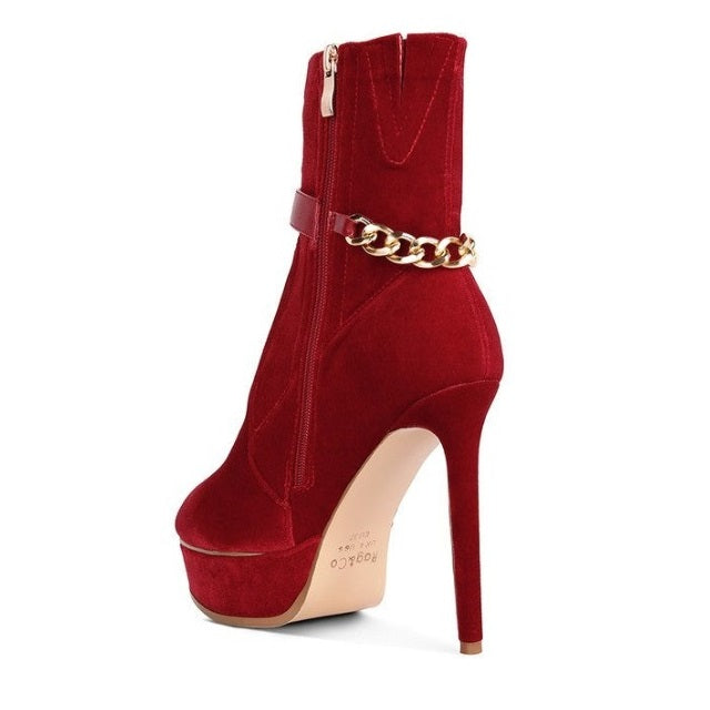 High Platform Velvet Ankle Boots