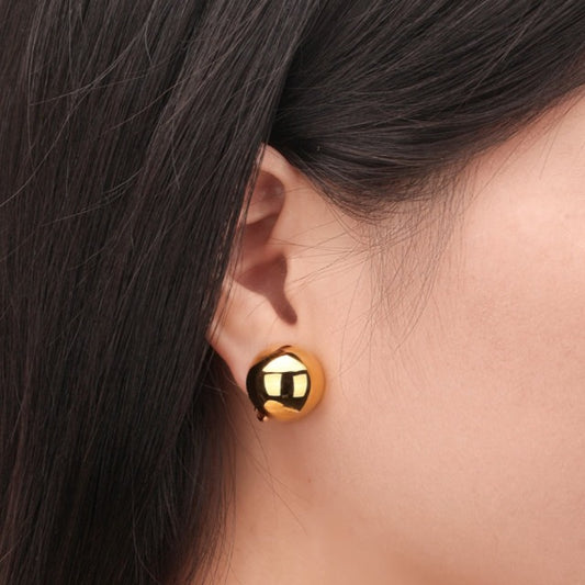 18K Gold Ball Plated Stud Earrings