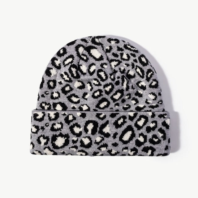 Leopard Pattern Winter Cuffed Hat