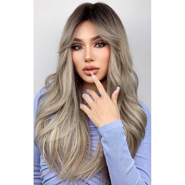 Ash Blonde Long Wavy Wig