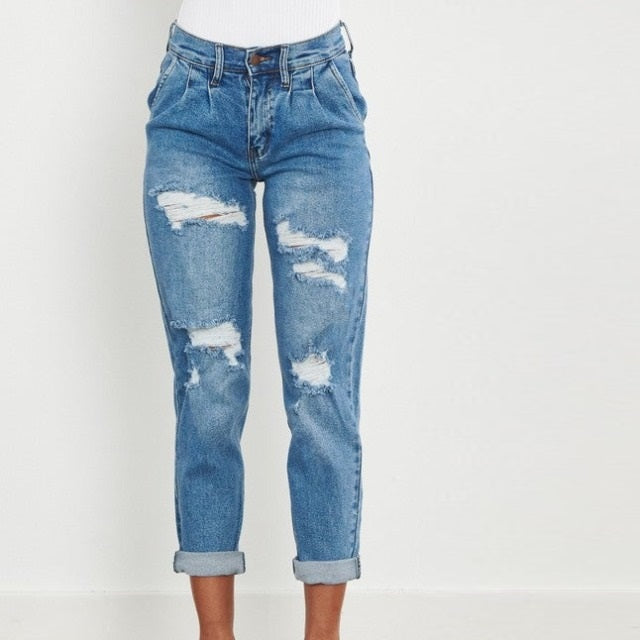 Women's High Waisted Boyfriend Jeans