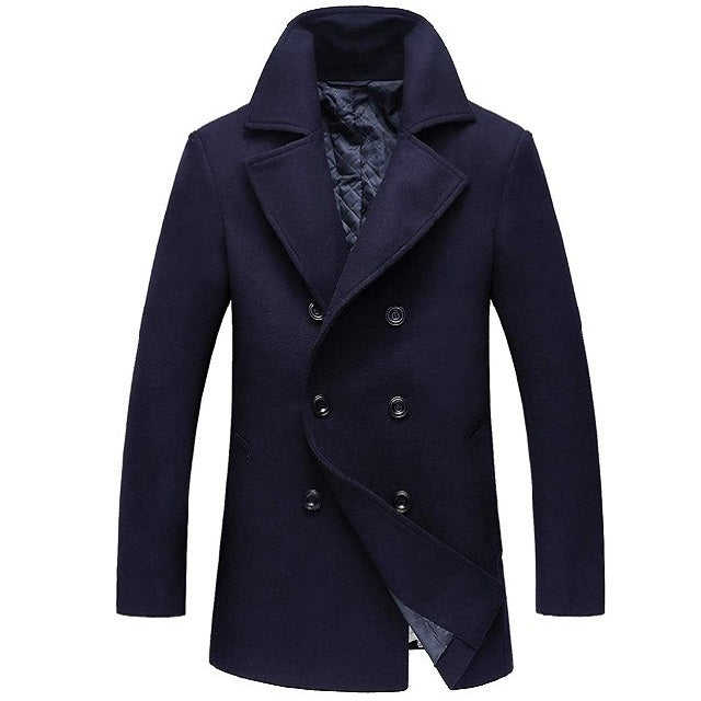 Men's Long Pocket Peacoat
