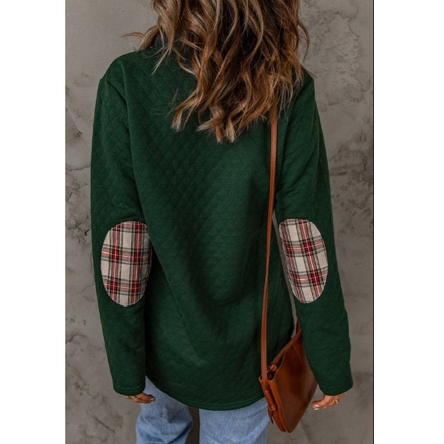 Plaid Snap Down Sweatshirt