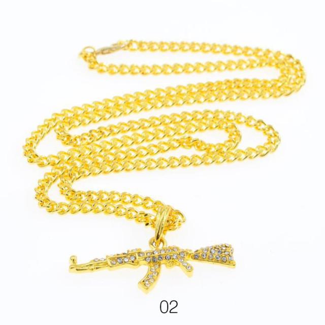 Crystal Ak 47 Bling Chain Prop Jewelry Necklace