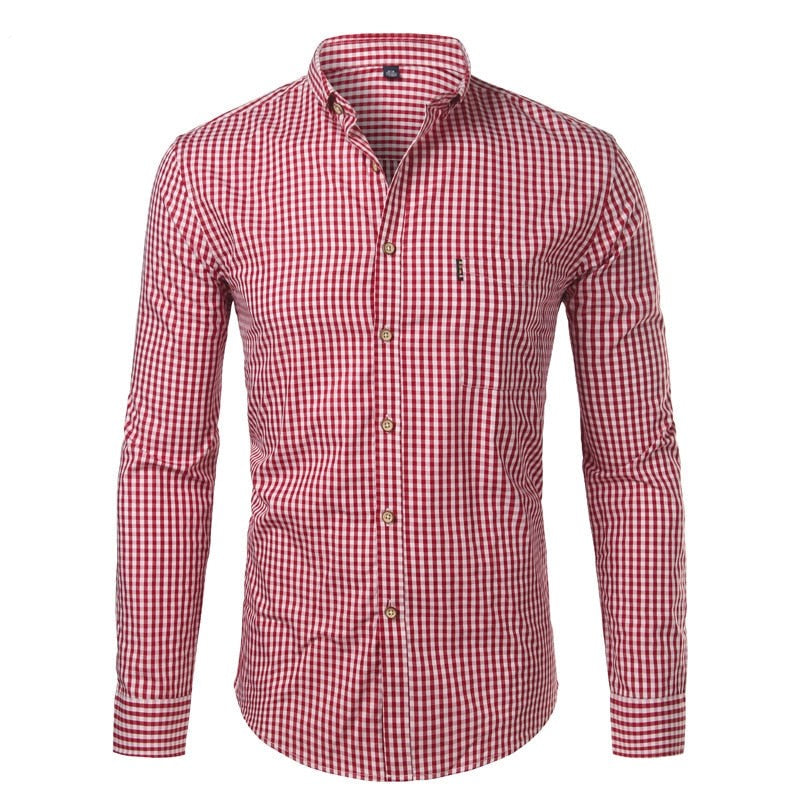 Mens Plaid Slim Fit Long Sleeve Button Down Shirts