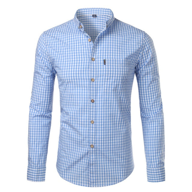 Mens Plaid Slim Fit Long Sleeve Button Down Shirts
