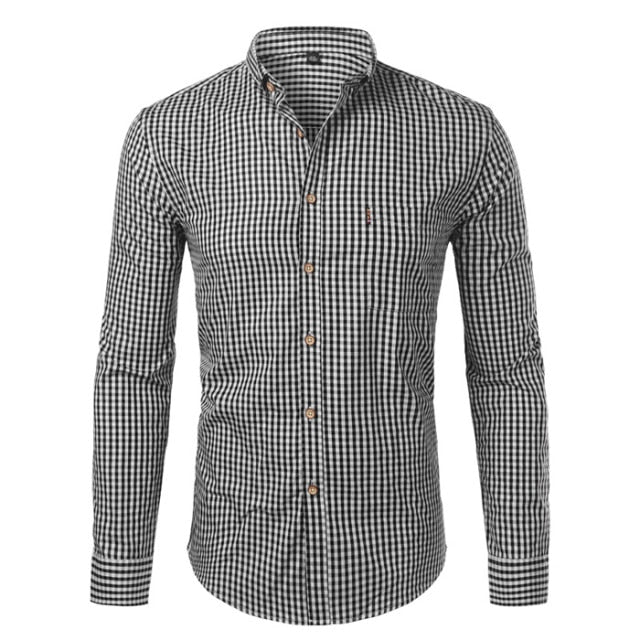 Mens Plaid Slim Fit Long Sleeve Button Down Shirts