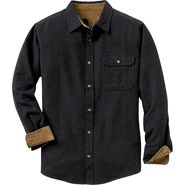 Men's Solid Color Long Sleeve Turndown Fall & Winter Flannel Shirt DamaniBrand Men's Solid Color Long Sleeve Turndown Fall & Winter Flannel Shirt DamaniBrand