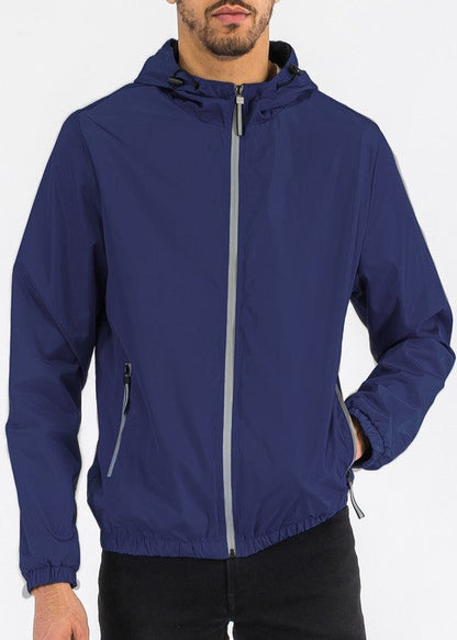 Solid Hooded Lightweight Windbreaker Jacket