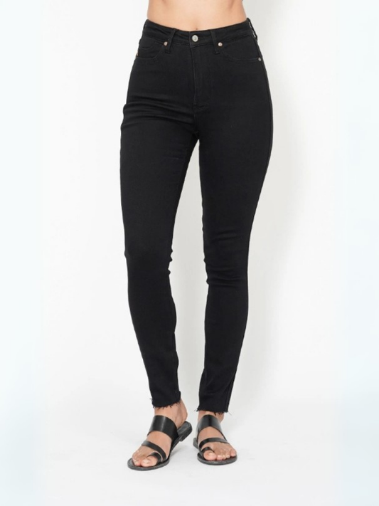 High Waisted Tummy Control Shield Pockets Skinny Jeans