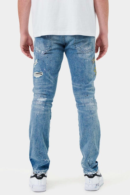 Patched Slim Denim