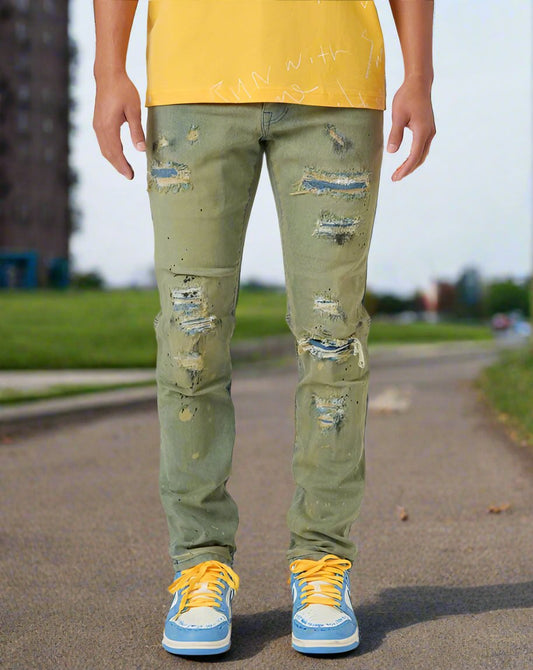 Slim Ripped Casual Denim