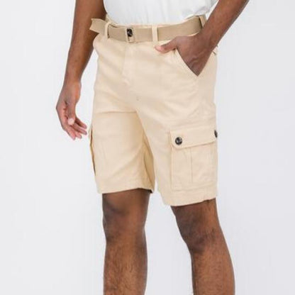 Men's Belted Cargo Shorts with Belt