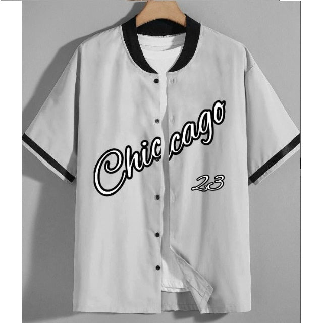 Men's 1pc Letter Baseball Collar Shirt