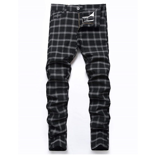 Men's Plaid Hem Cuff Jeans