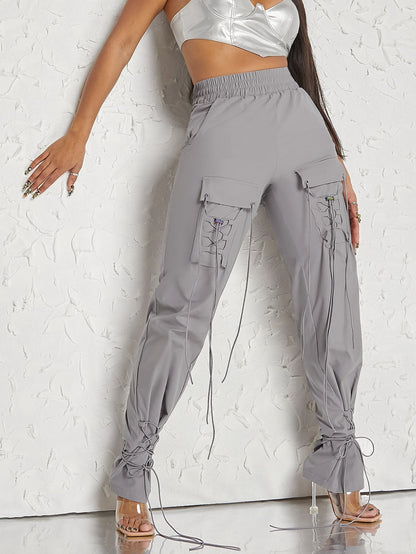 Women’s Pouch Pocket Strappy Lace Up Pants